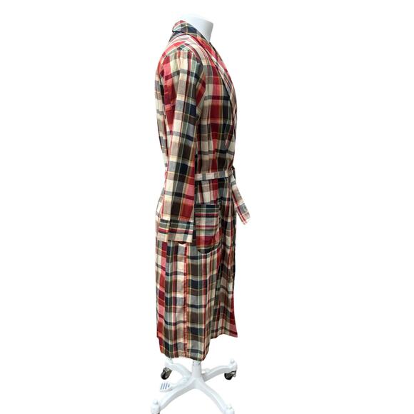 VTG Rabhor Robe One Size Belted Red Plaid Lightweight Cotton Blend  Loungewear - Picture 7 of 14